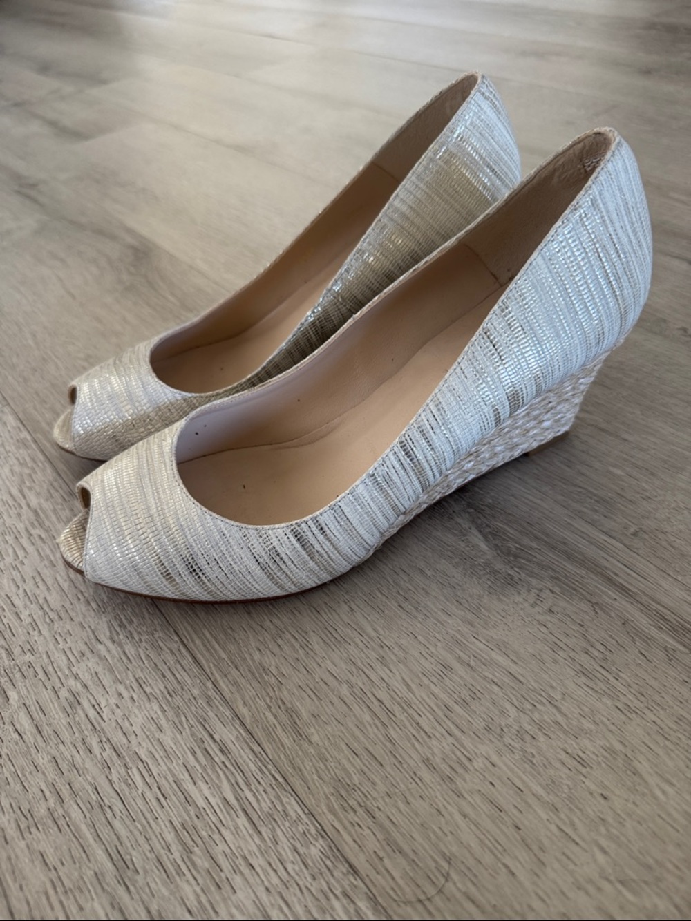 L.K. Bennett Zelita Peep Toe Wedge Espadrilles Slip On Shoes Sandals 39 US 8
